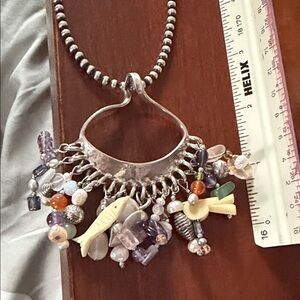 Elegant sterling silver (925) Silver Necklace with Multicolor Charms